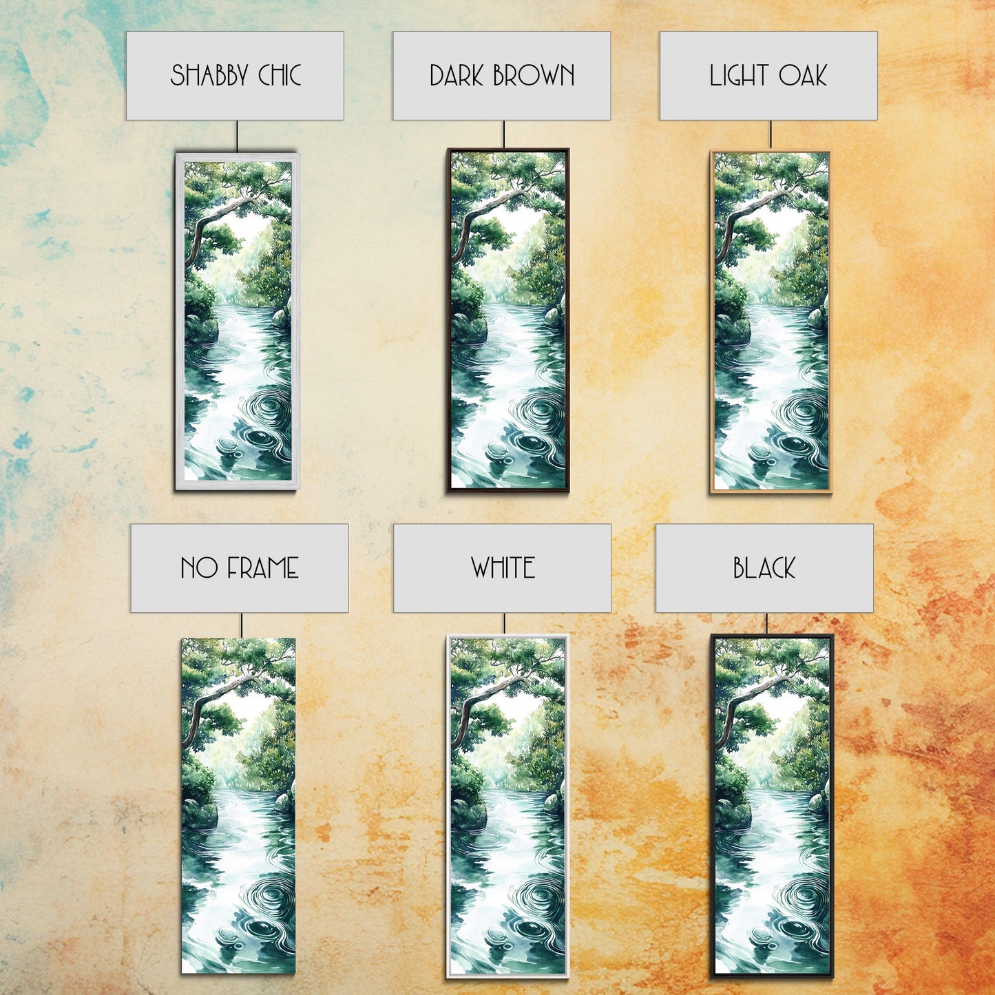 Serene Forest Stream Framed Canvas Print Coastal Landscape Art Green Wall Art Rustic Decor Vertical Art Guest Room Wall Decor