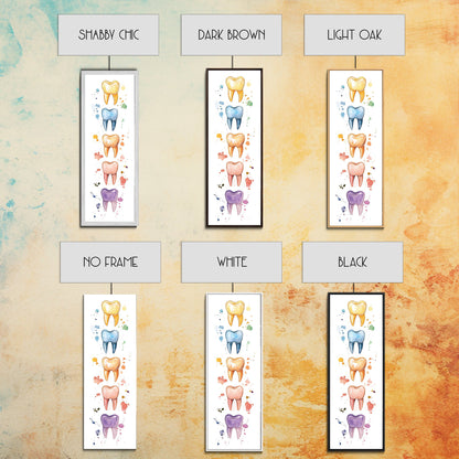 Artistic Dental Canvas Print Featuring Colorful Watercolor Teeth, Whimsical Dental Office Wall Art, Gift Idea for Dentists