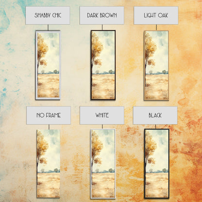 Framed Canvas Print of Oak Tree Art with Golden Autumn Leaves, Tall Skinny Art, Extra Wide Rustic Wall Art, Nature Gift Idea, Above Couch Decor