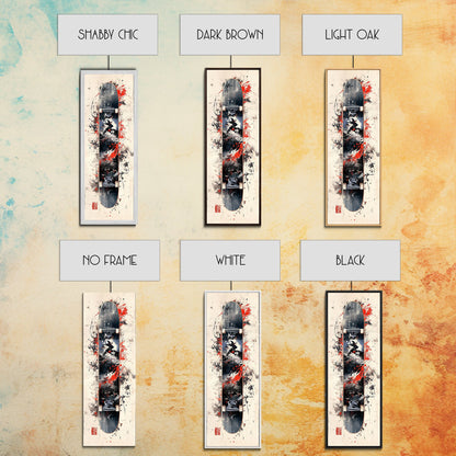 Graffiti Style Skateboard Canvas Print, Abstract Red and Black Wall Art, Urban Skateboard Art, Gift Idea for Living Room or Bedroom