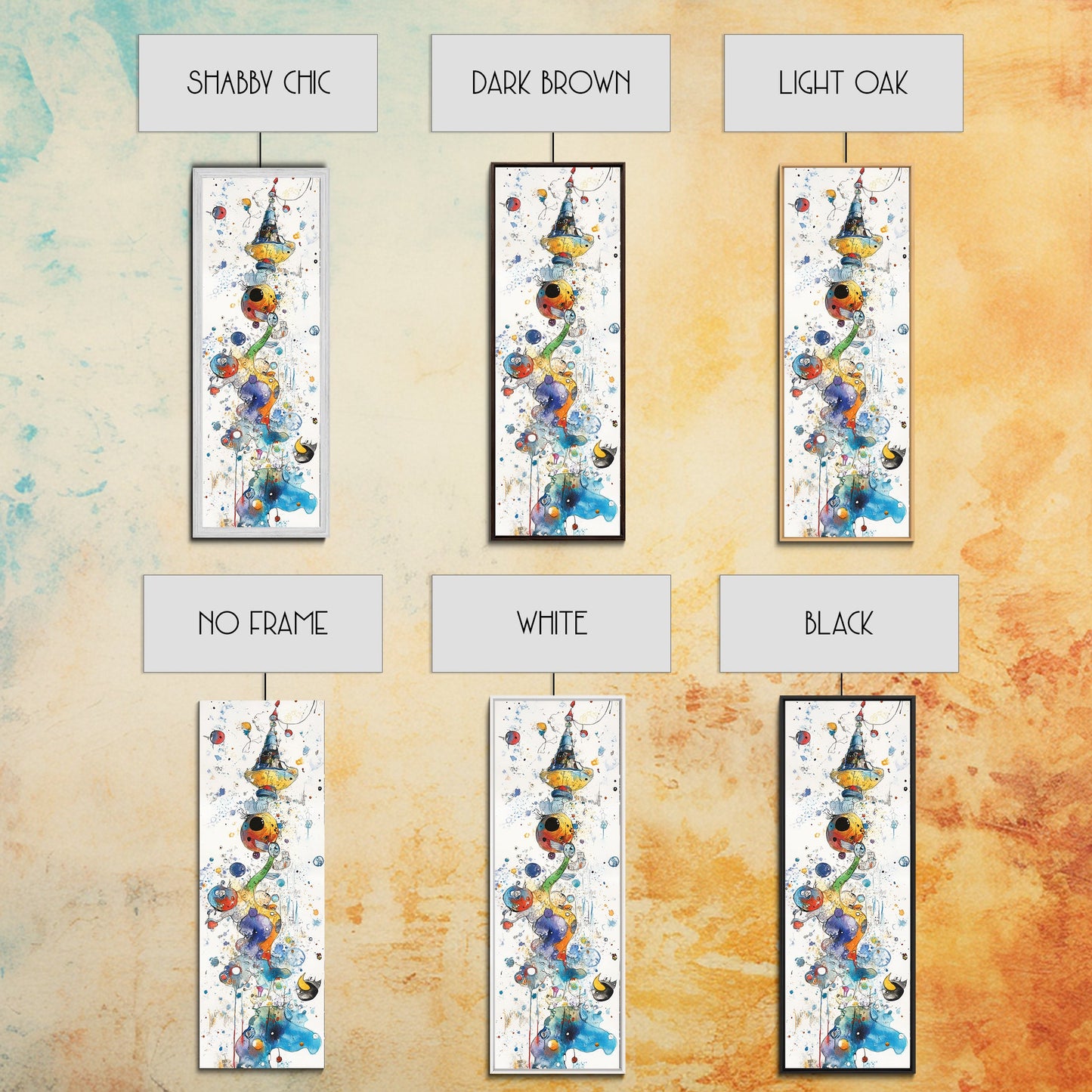 Whimsical Tower Painting Canvas Print Colorful Fun Art Vertical Wall Art Unique Gift Idea Playful Whimsical Art for Living Room