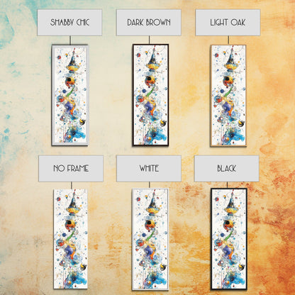 Whimsical Tower Painting Canvas Print Colorful Fun Art Vertical Wall Art Unique Gift Idea Playful Whimsical Art for Living Room