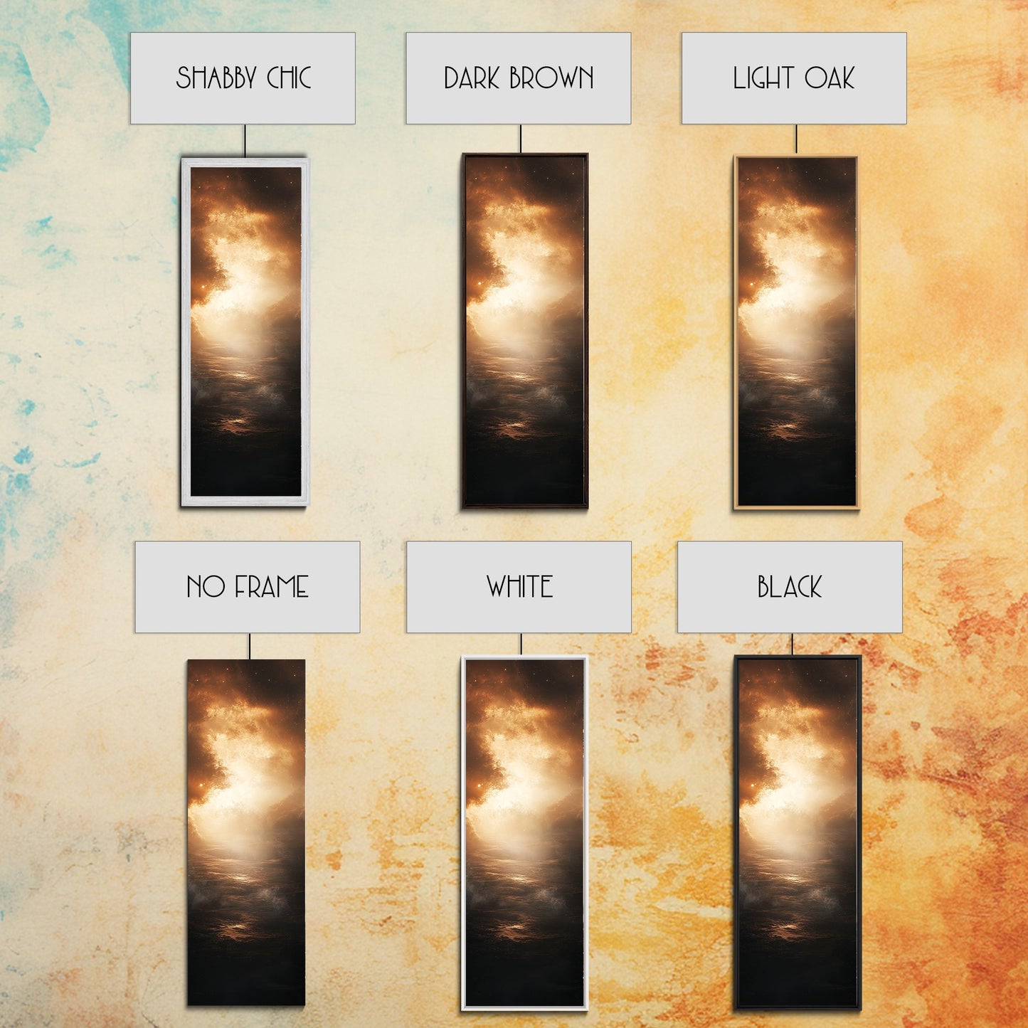 Golden Hour Ocean Sunset Moody Wall Art Framed Canvas Print Nautical Painting Living Room Coastal Wall Art Decor