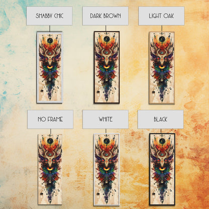 Enchanted Deer Canvas Print Featuring Sacred Geometry, Vibrant Color Palette, Boho Art And Ideal Living Room Rustic Wall Decor