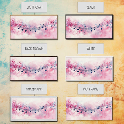 Music Notes Canvas Print Pink Abstract Art Musical Gift Idea Therapy Room Decor Boho Minimalist Wall Art Living Room Accent