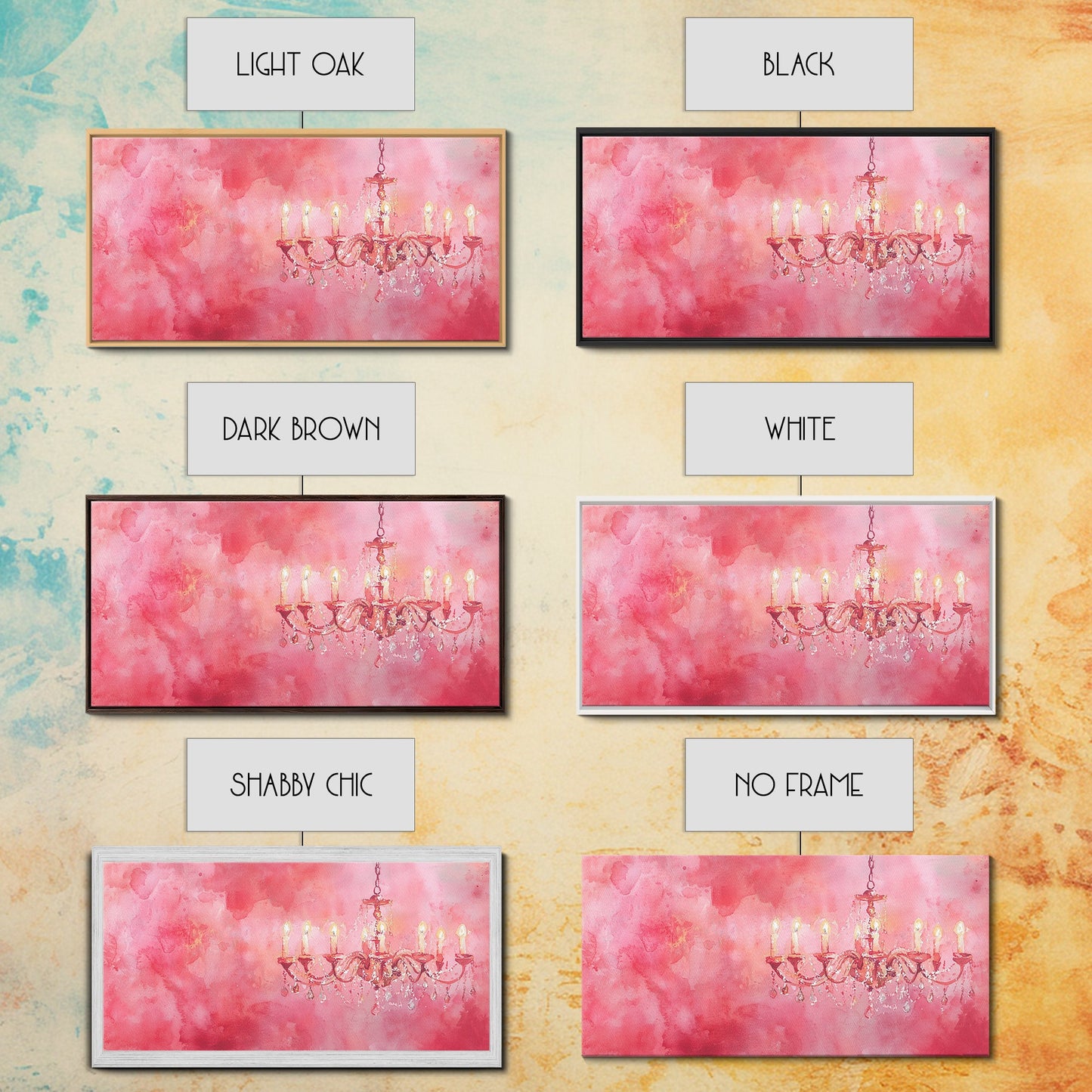 Pink Chandelier Canvas Print Glamorous Light Pink Wall Art Elegant Boho Minimalist Living Room Bedroom Art Framed Christmas Decor