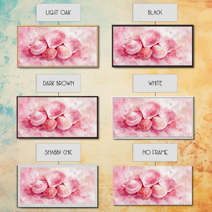 Coastal Shell Canvas Print | Pink Coastal Cowgirl Wall Art | Nautical Inspired Decor | Beach Themed Framed Artwork | Living Room Art