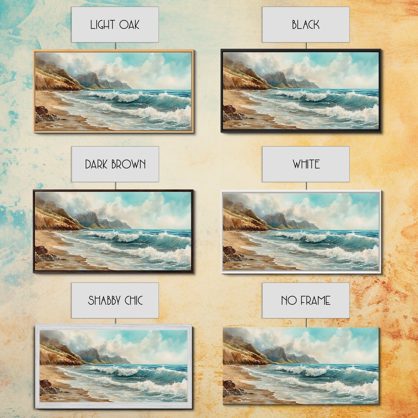 Coastal Landscape Canvas Print with Ocean Waves and Misty Cliffs, Nautical Wall Art Gift Idea, Coastal Decor Beach Painting