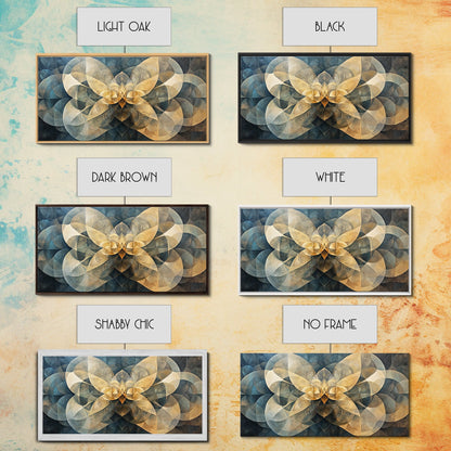 Symmetrical Abstract Framed Canvas Print, Geometric Wall Art Wabi Sabi Decor, Moody Minimalist Artwork Idea Bedroom Horizontal Design