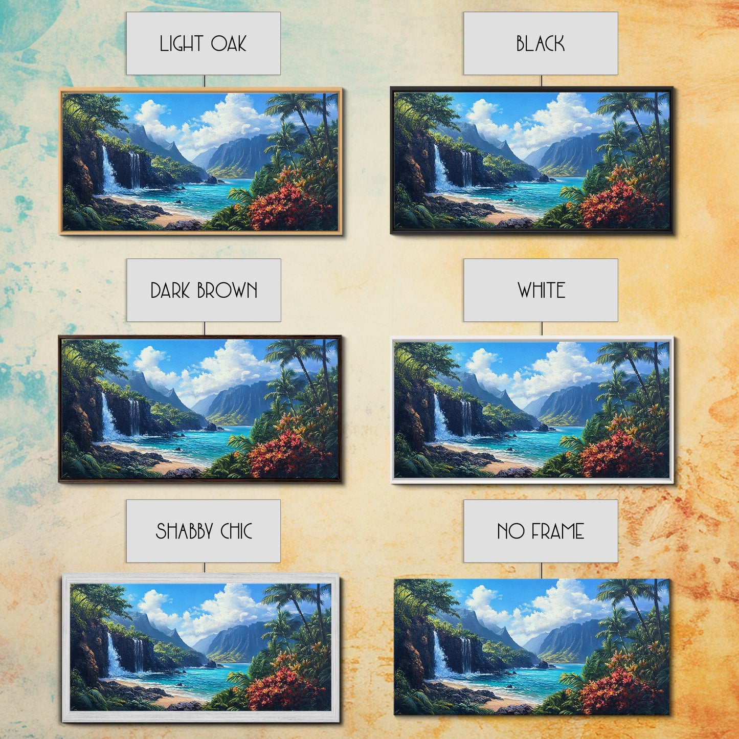 Waterfall Paradise Canvas Print Hawaii Art Coastal Wall Art Above Sofa Decor Rustic Landscape Painting Living Room Art Gift Idea