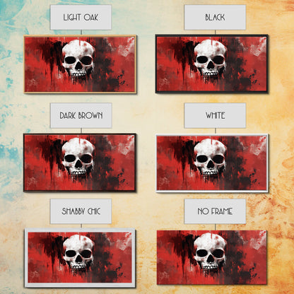 Skull Art Framed Canvas Print, Moody Dark Abstract Wall Decor, Gothic Bedroom Art, Unique Halloween Wall Art Gift, Dark Angels Decor