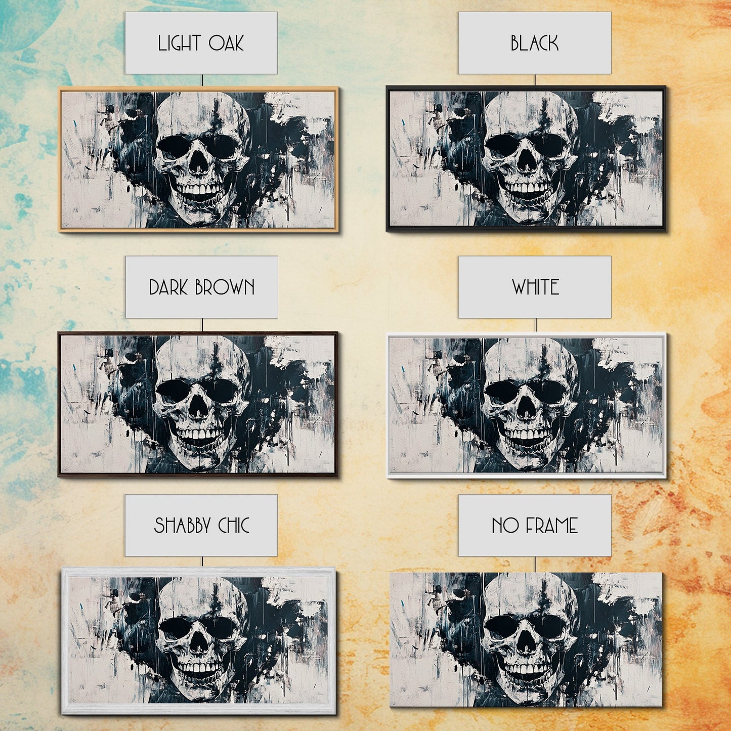 Gothic Skull Art Canvas Print, Dark Moody Abstract Wall Decor, Halloween Living Room Art, Unique Therapy Art Gift, Dark Angels Print