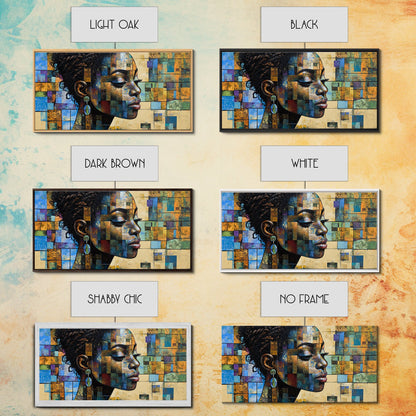 Afrozentrische Wandkunst, gerahmter Leinwanddruck, geometrische afrikanische Kunst, ausdrucksstarke Wohnzimmerdekoration, einzigartige Geschenkidee für stimmungsvolle Kunst, afrikanischer Kunstdruck