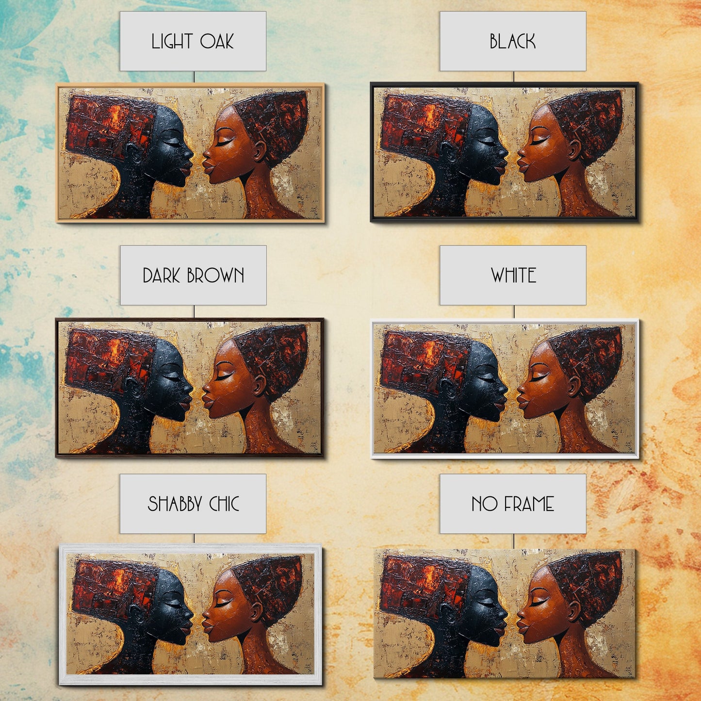 Bold African Women Framed Canvas Print, Afrocentric Art Wall Decor, Moody Bedroom Art, Unique Living Room Art Gift Idea