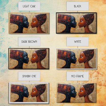 Bold African Women Framed Canvas Print, Afrocentric Art Wall Decor, Moody Bedroom Art, Unique Living Room Art Gift Idea