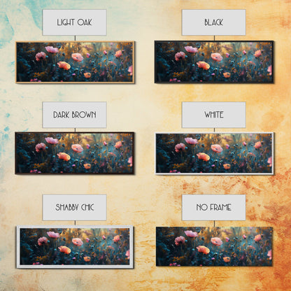 Twilight Wildflower Canvas Print Moody Art Poppy Painting Botanical Wall Art Whimsical Living Room Autumn Rustic Floral Decor