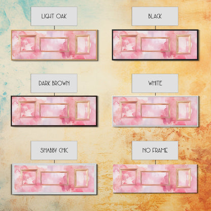 Golden Frames Canvas Print Light Pink Wall Art Minimalist Decor Modern Artistic Horizontal Artwork Boho Home Gift Idea