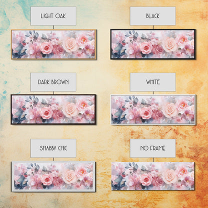 Floral Bloom Canvas Print, Rose Painting with Soft Pastel Tones, Romantic Botanical Prints for Bedroom or Guest Room Decor