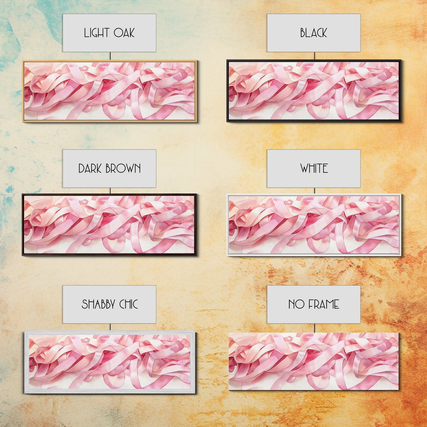 Abstract Ribbon Canvas Print Feminine Pink Abstract Artwork Horizontal Wabi Sabi Decor Minimalist Wall Art Above Sofa Framed Art