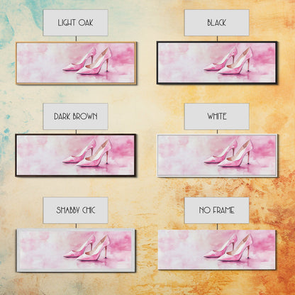 Elegant Pink Heels Canvas Print, Fashion Artwork, Pink Abstract Art, Minimalist Wall Art, Feminine Decor, Light Pink Bedroom Art