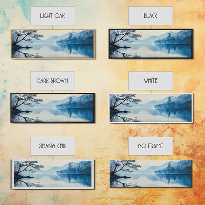 Serene Blue Lake Landscape Canvas Print, Pine Tree Art, Smoky Mountain Art, Coastal Landscape Art, Bedroom Art, Gift Idea For Him