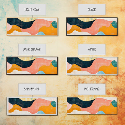 Coastal Abstract Framed Canvas Print Nautical Painting Coastal Landscape Artwork Seascape Wall Art Living Room Ocean Horizontal Decor