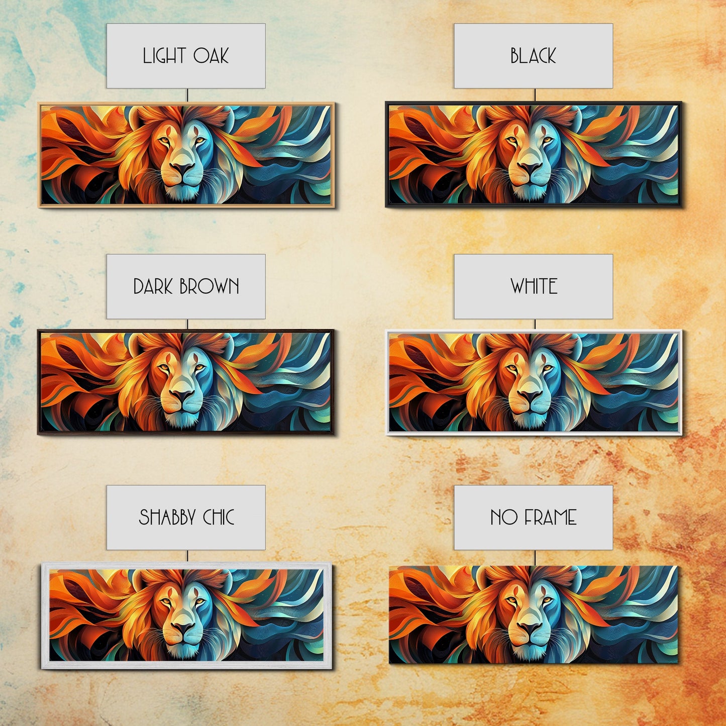 Bold Lion Profile Canvas Print, Whimsical Wall Art, Rustic Decor, Bedroom Art, Living Room Art, Vibrant Painting, Gift Idea