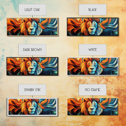 Bold Lion Profile Canvas Print, Whimsical Wall Art, Rustic Decor, Bedroom Art, Living Room Art, Vibrant Painting, Gift Idea