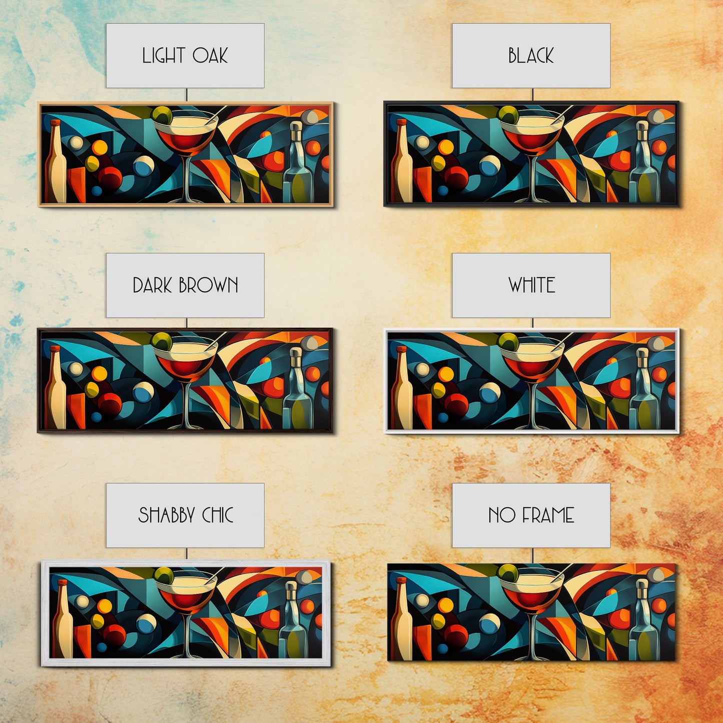 Abstract Martini Framed Canvas Print Espresso Martini Wall Art Modern Cocktail Art Kitchen Bar Decor Bold Geometric Wall Artwork