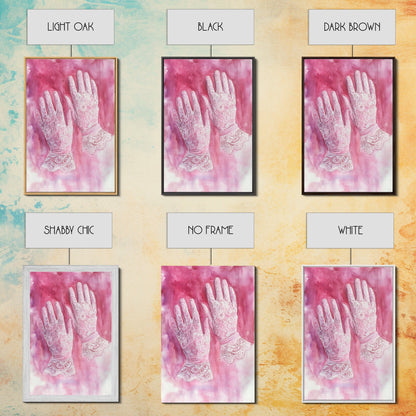 Light Pink Wall Art Canvas Print, Delicate Lace Gloves Illustration, Victorian-Inspired Art, Rustic Decor Bedroom Guest Room Gift