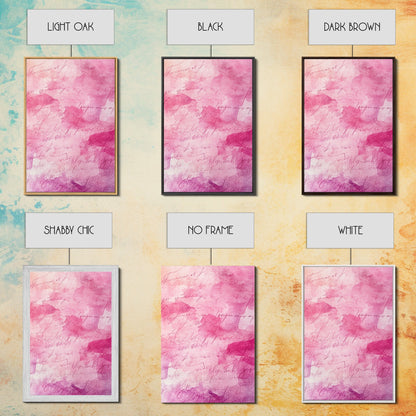 Calligraphy Pink Abstract Framed Canvas Print, Light Pink Wall Art, Romantic Handwriting Aesthetic, Minimalist Art Bedroom or Office Decor