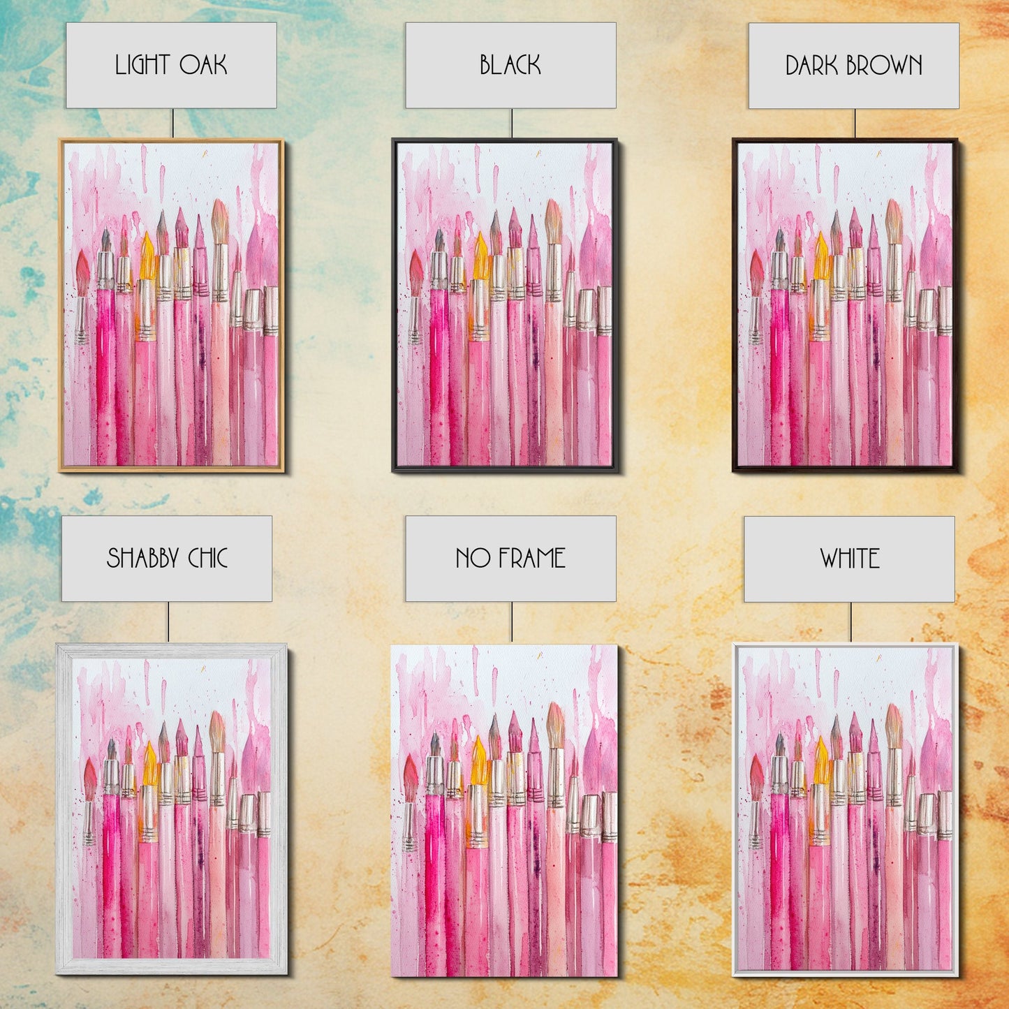 Painterly Brushes Canvas Print Pink Abstract Art Whimsical Art Rustic Decor Minimalist Dorm Wall Art Gift Idea Art Nouveau