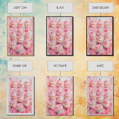 Pink Cupcakes Canvas Print Food Review Kitchen Art Dessert Wall Art Rustic Farmhouse Decor Gift Idea Pastel Whimsical Artwork