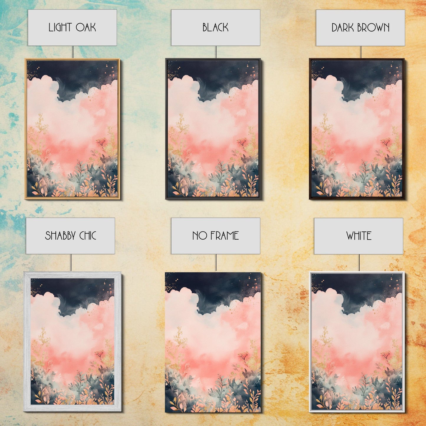 Moody dark romance painting with gold accents framed canvas print autumn-inspired wall decor rustic wabi sabi art farmhouse gift