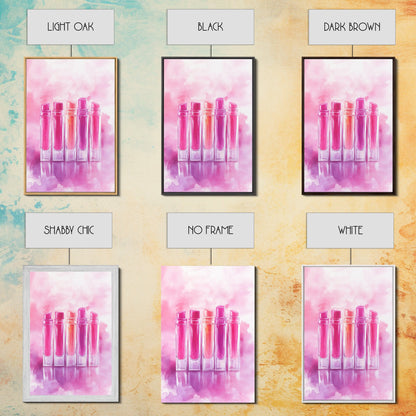 Vibrant lipstick art bold feminine wall decor framed canvas print perfect bedroom or guest room boho aesthetic rustic glam style gift