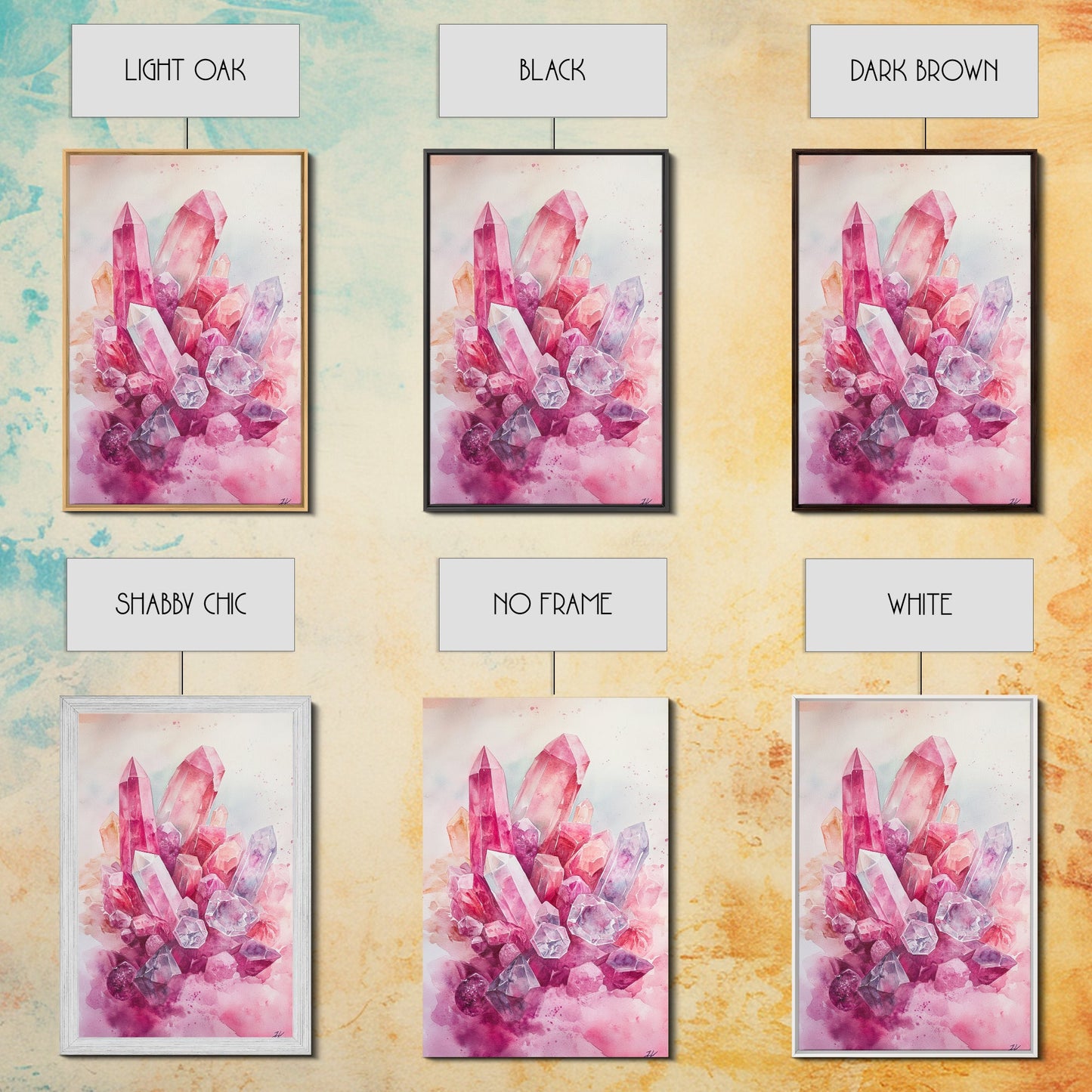 Gemstone Painting Framed Canvas Print Moody Abstract Art in Light Pink Wall Art Bedroom Decor Rustic Aesthetic Living Room Accent