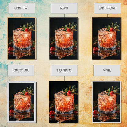 Cranberry Cocktail Canvas Print | Food Review Kitchen Art | Espresso Martini Wall Art | Rustic Kitchen Bar Decor Gift Idea Artwork