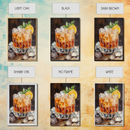 Lemon Whiskey Drink Canvas Print | Bar Kitchen Wall Art | Decor Martini Painting | Living Room Gift Idea for Him Art Print