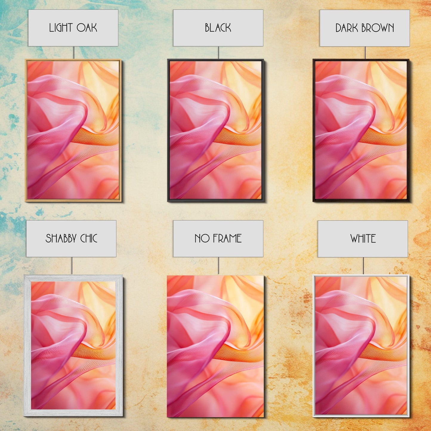 Sheer Pink and Orange Canvas Print with Light Pink Wall Art Aesthetic and Minimalist Zen Decor for Bedroom or Guest Room