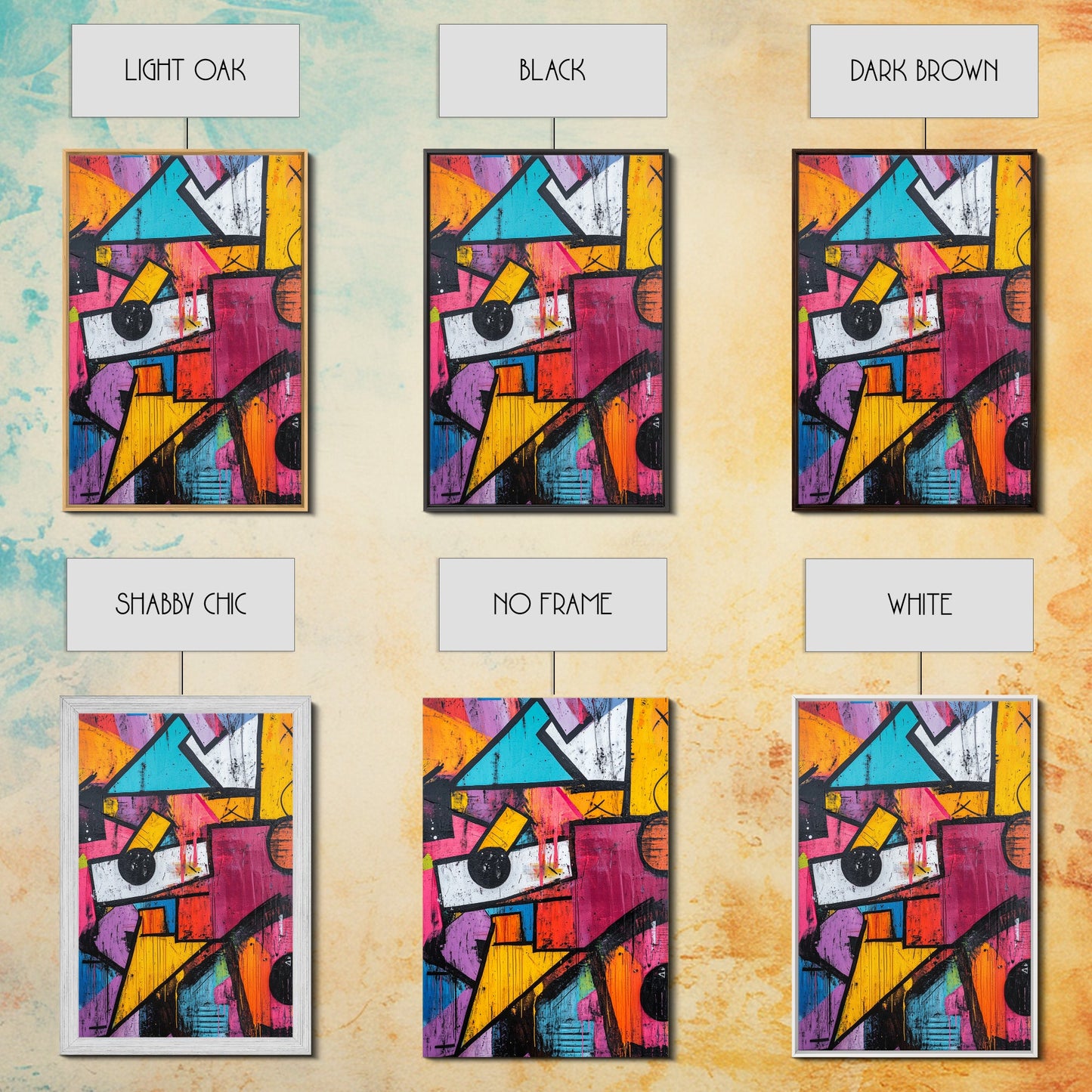 Bold Graffiti Framed Canvas Print, Urban Street Art Style Wall Decor, Moody Abstract Art, Gift Idea for Him, Living Room Wall Art