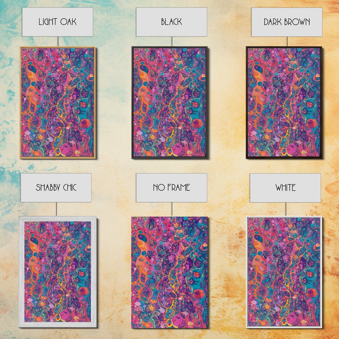 Psychedelic Swirls Abstract Framed Canvas Print Colorful Moody Art Sacred Geometry Wall Art Living Room Boho Decor