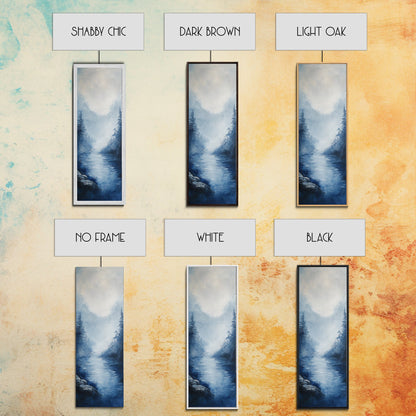 Misty Mountains, smoky mountain art, moody art, panoramic painting, vertical wall art, rustic decor, Canvas Print