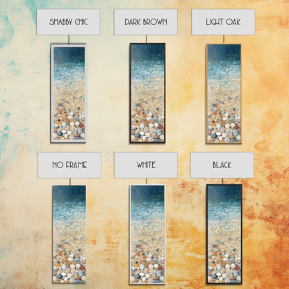 Beach Shoreline, coastal painting, mosaic wall art, ocean decor, nautical wall art, farmhouse art, Framed Canvas Print, rustic decor