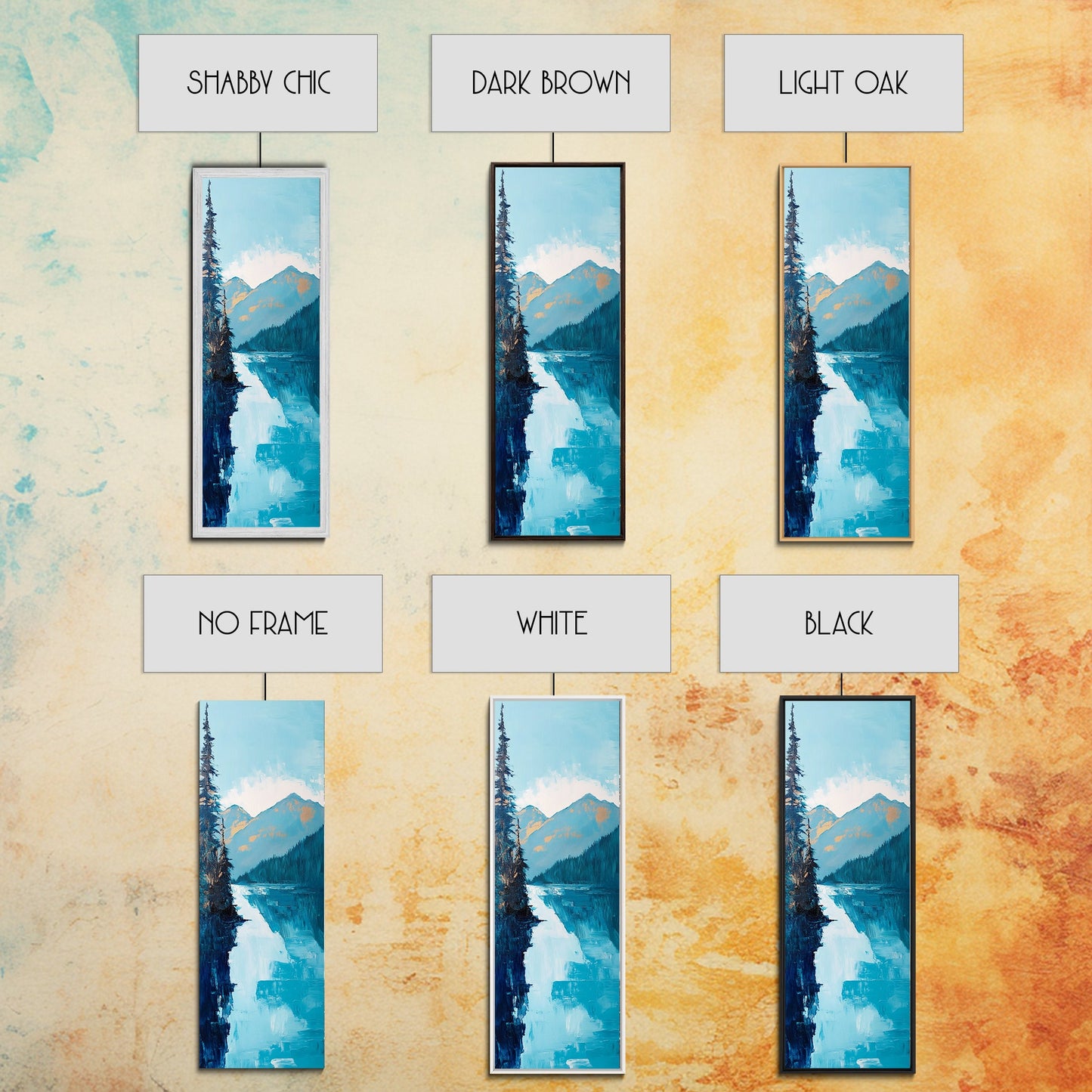 Southwest Wall Art, Framed Canvas Print, geometric wall art, vibrant mountain painting, rustic decor, landscape painting