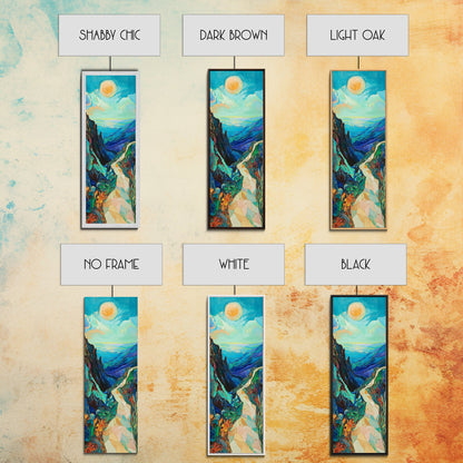 Mountain Painting, Canvas Print, sunset wall art, pink orange wall art, extra wide art, panoramic painting, landscape painting