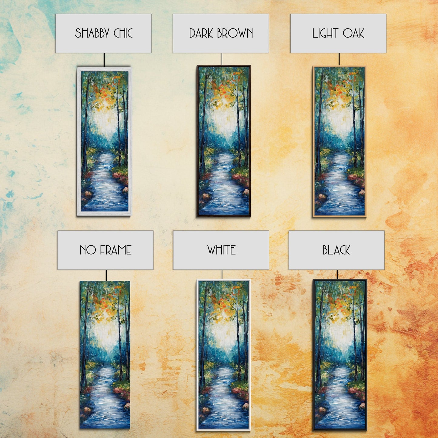 Autumn Forest Path, forest at dusk painting, birch tree painting, moody art, landscape painting, vertical wall art, Canvas Print