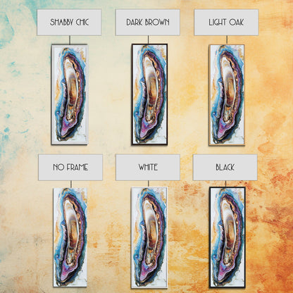 Agate Slice, Gemstone Painting, Sacred Geometry Art, Abstract Art, Teal Wall Art, Wabi Sabi Art, Bedroom Art, Framed Canvas Print