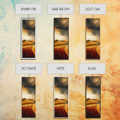 Autumn Fields, Stormy Sky, Golden Wheat, Canvas Print, barn landscape oil painting, farmhouse art, rustic wall art, fall decor