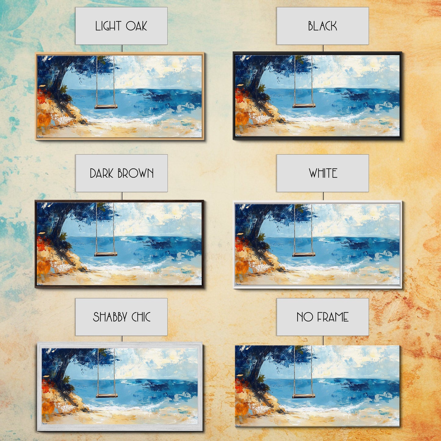 Beach Swing, Ocean Art, Coastal Landscape Art, Nautical Decor, Coastal Wall Art, Above Sofa Art, Canvas Print, Seascape Painting