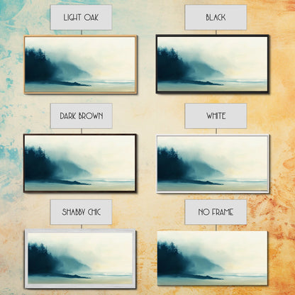 Nebelwald, Smoky-Mountain-Kunst, Kiefernkunst, stimmungsvolle Kunst, Wabi-Sabi-Wandkunst, grüne Wandkunst, Schlafzimmerkunst, gerahmter Leinwanddruck